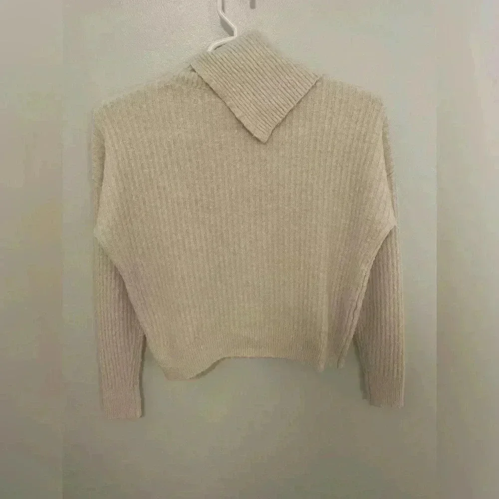 LILLA P Easy Split Collar Sweater, Salt